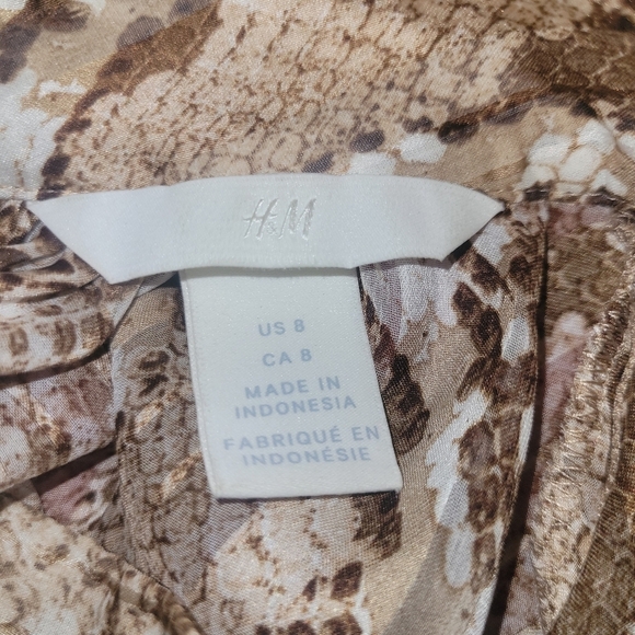 H&M Tan and Brown Snakeskin Look High Neck Blouse 8 - Picture 8 of 8